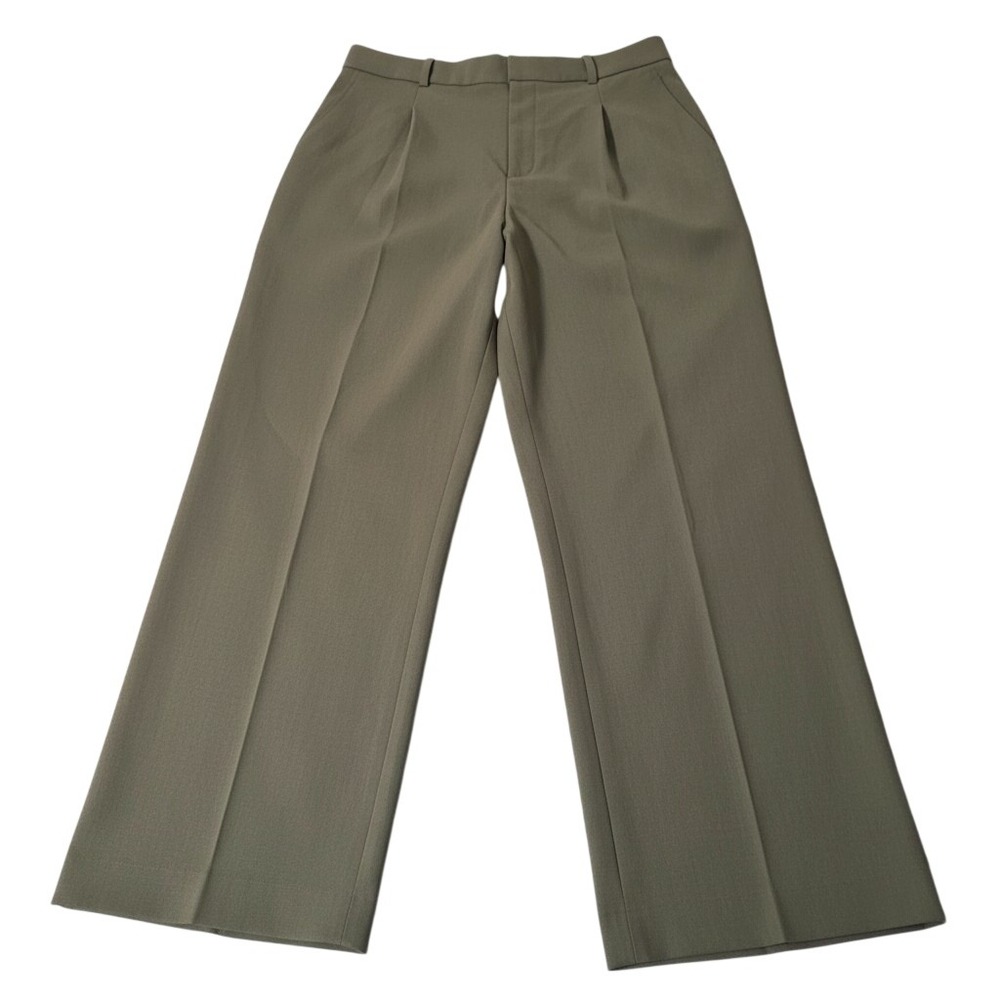 Uniglo Pleated‎ Dress Pants Mens (30-31 Waste) Olive Green Wide Leg Trousers